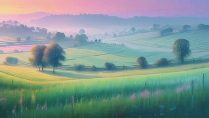 landscape with fog wallpaper generative ai