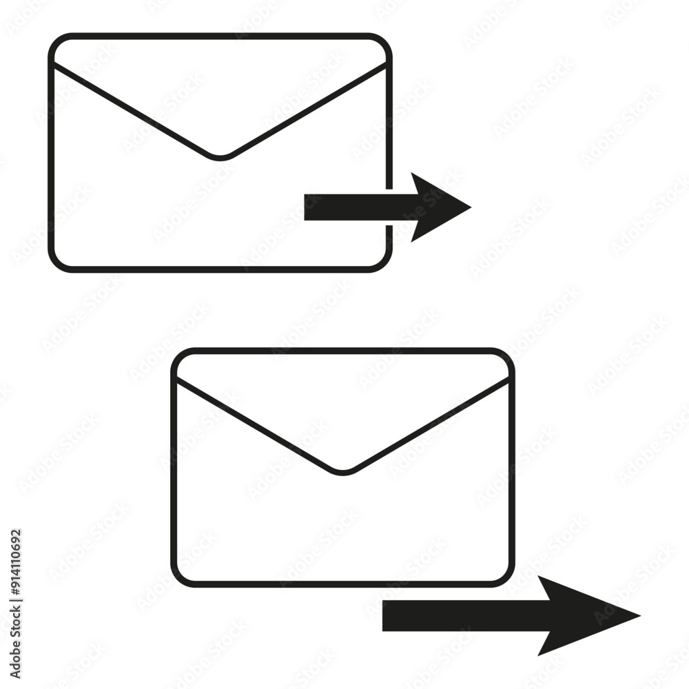 Poster envelope with arrow icon. simple mail symbol. vector illustration. communication concept.