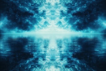 Fototapeta premium Serene Blue Abstract Landscape with Reflective Water for Meditation and Relaxation