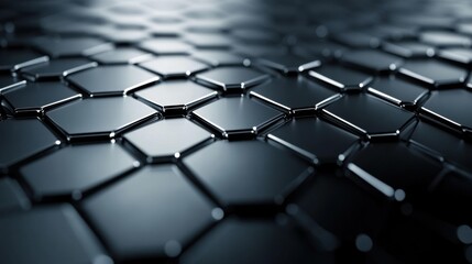 Obraz premium Sleek Black Hexagonal Pattern Background for Modern Technology and Design