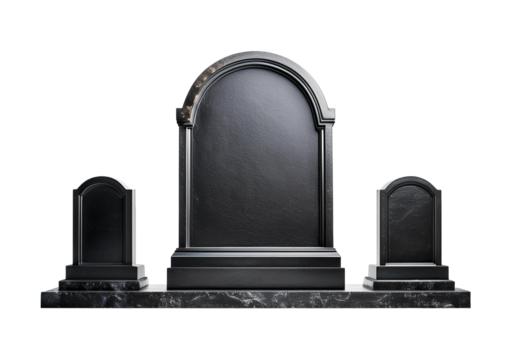 A blank tombstone set for mockup purposes, isolated on a transparent or white background