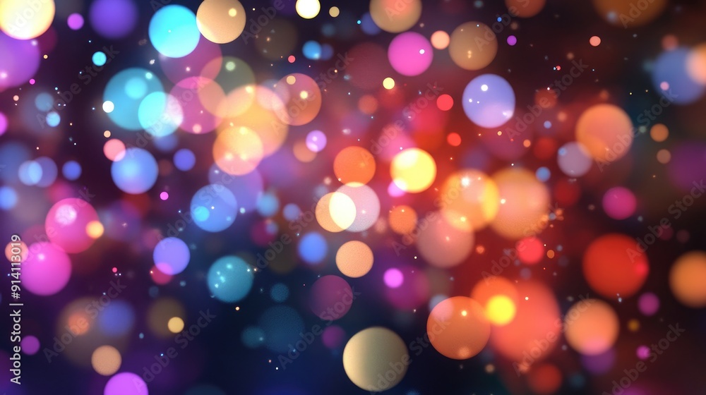 Aufkleber floating bokeh confetti in various colors, adding a festive touch to a lively backdrop