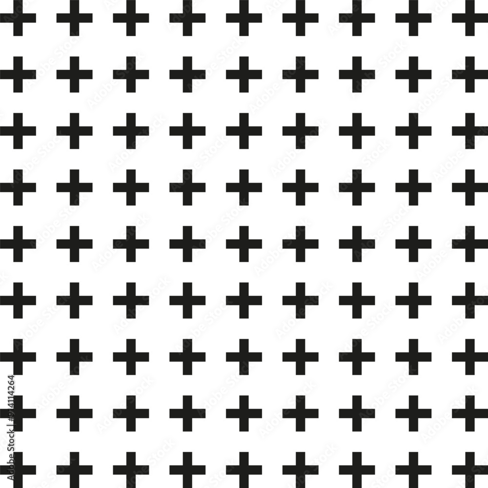 Poster plus sign pattern. geometric black vector. repetitive grid. simple design.