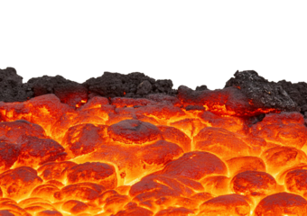 hot molten lava magma border isolated on transparent or white background