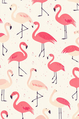 The photo illustration of seamless pattern flamingo on the colorful background