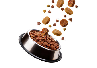 pet dog cat food flying isolated on transparent or white background