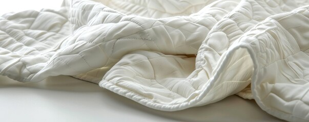 Isolated white quilting fabric on white background, 4K hyperrealistic photo