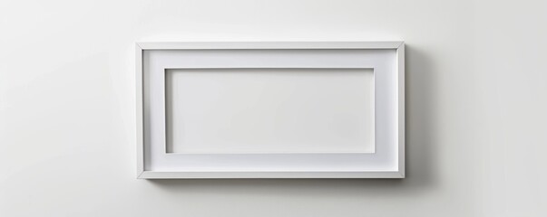 Isolated white picture frame on white background, 4K hyperrealistic photo