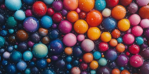 Fototapeta premium A Kaleidoscope of Color: Smooth, glistening orbs burst with vibrant hues in this captivating abstract photograph.