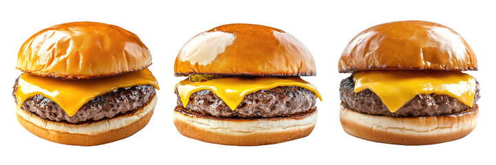 Delicious beef burger with cheese on a transparent background