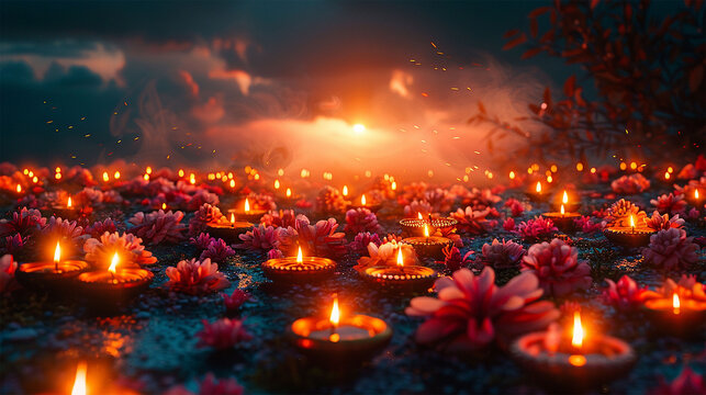 beautiful happy diwali festival celebration greeting card design Decorative background