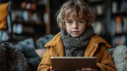 Young Student Engaged in Virtual Classroom While Sitting Comfortably at Home