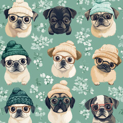 Fototapeta premium The photo illustration of seamless pattern pigs on the colorful background