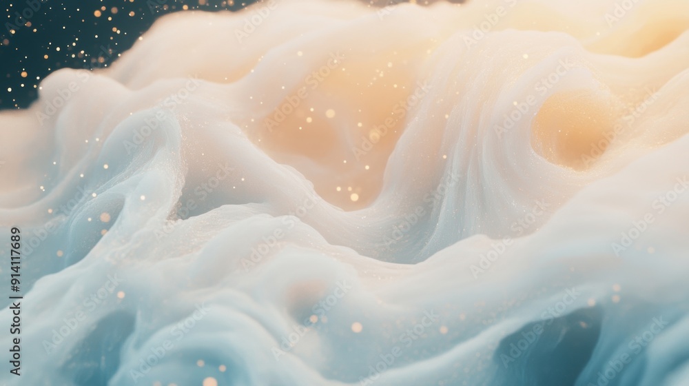 Aufkleber a textured wave of white with shimmering sparkles against a soft backdrop