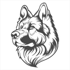 German Shepherd Dog one side view cute vector design