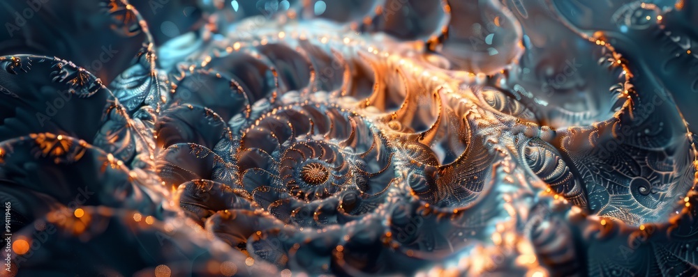 Poster fractal pattern resembling a nautilus shell, 4k hyperrealistic photo
