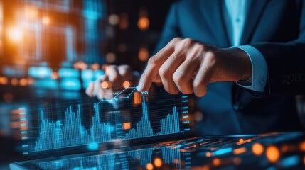 A businessman presenting a growth graph for 2025, emphasizing analysis and planning for new business opportunities.