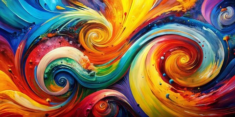 Vibrant abstract background featuring bold, expressive brush strokes in acrylic and oil paint, blending swirling patterns and textured colors in a dynamic, high-energy design.