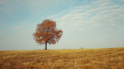 Solitary Tree in a Field of Dry Grass