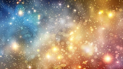 Obraz premium Colorful Cosmic Background Filled With Stars and Glowing Light Particles at Night