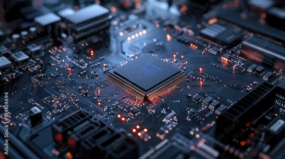 Aufkleber a motherboard with a brain-inspired design, emphasizing advanced technology and ai. the board suppor