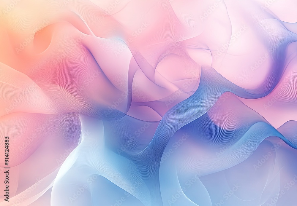 Poster a soothing abstract background with soft gradients and organic shapes, creating a calming and serene