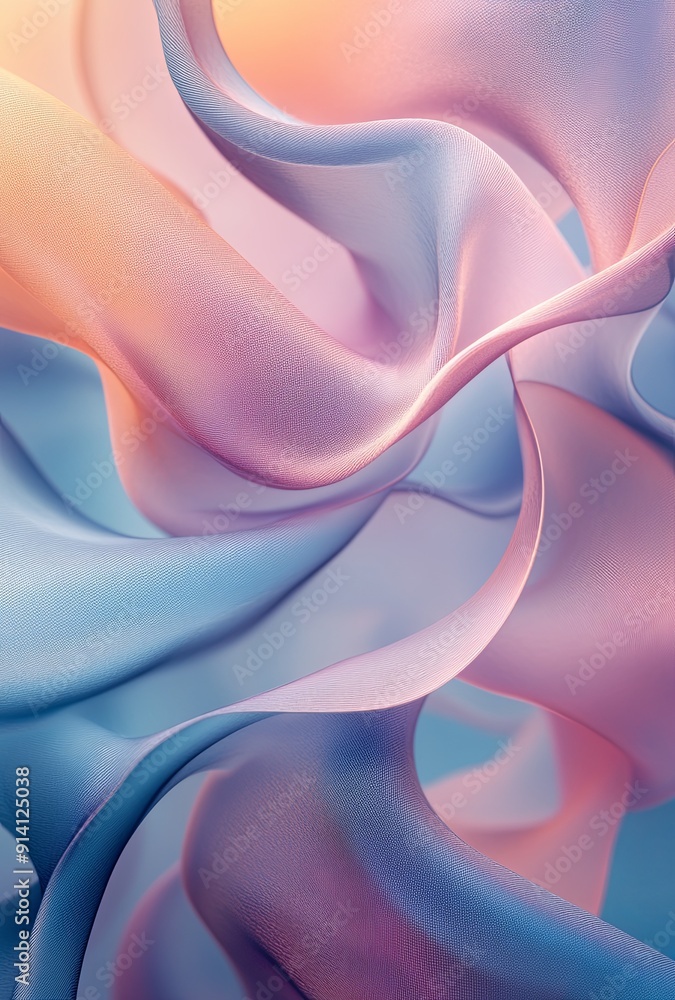 Poster a soothing abstract background with soft gradients and organic shapes, creating a calming and serene