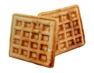 Waffles on a white background. Homemade baking. Waffles