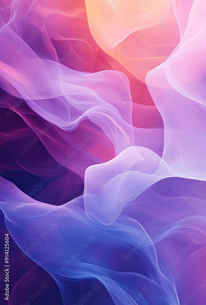 Poster a soothing abstract background with soft gradients and organic shapes, creating a calming and serene