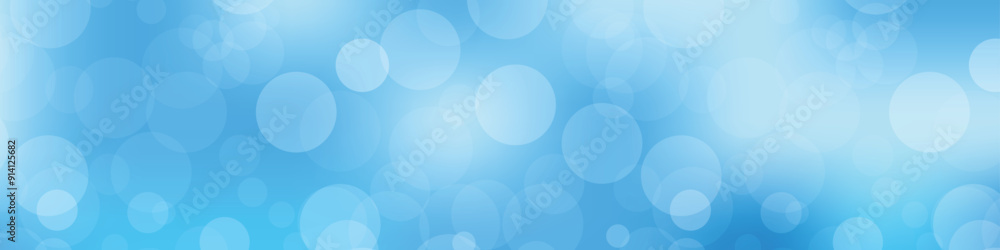 Poster abstract circle bokeh background. smooth soft blue blur effect background. blue light color gradient