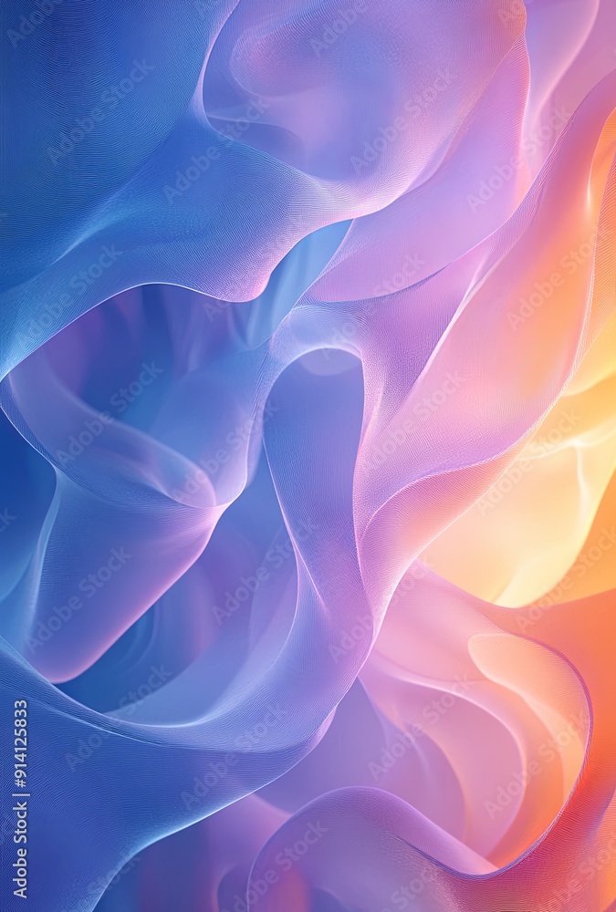 Poster a soothing abstract background with soft gradients and organic shapes, creating a calming and serene