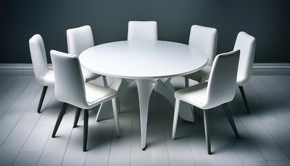 white dining table with white chairs