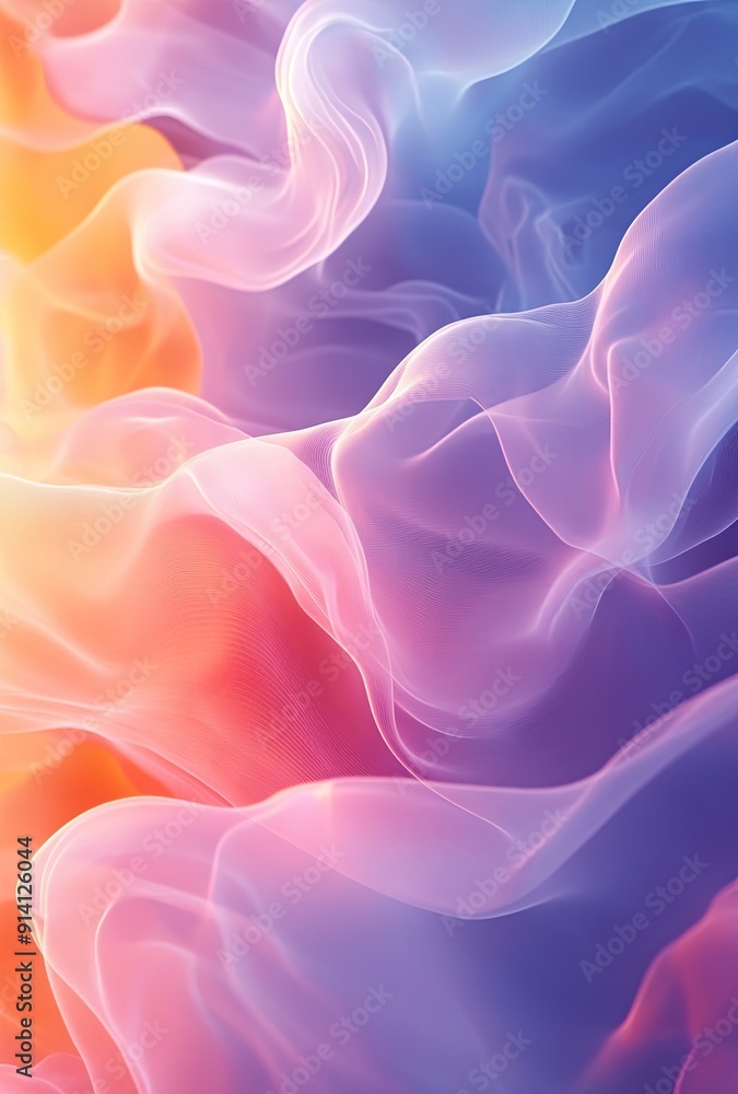 Poster a soothing abstract background with soft gradients and organic shapes, creating a calming and serene
