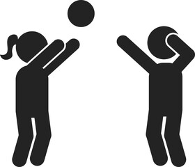Isolated pictogram Children Play Volley Ball, for Slow Speed Children at Play sign