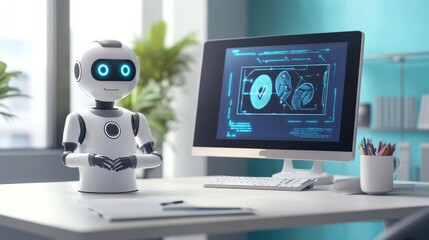 A virtual AI chatbot assists a patient in understanding their diagnosis, representing the integration of AI in healthcare communication.