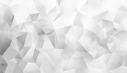 Abstract white background with low poly triangles, vector illustration. White polygonal wallpaper for presentation design, poster or banner template