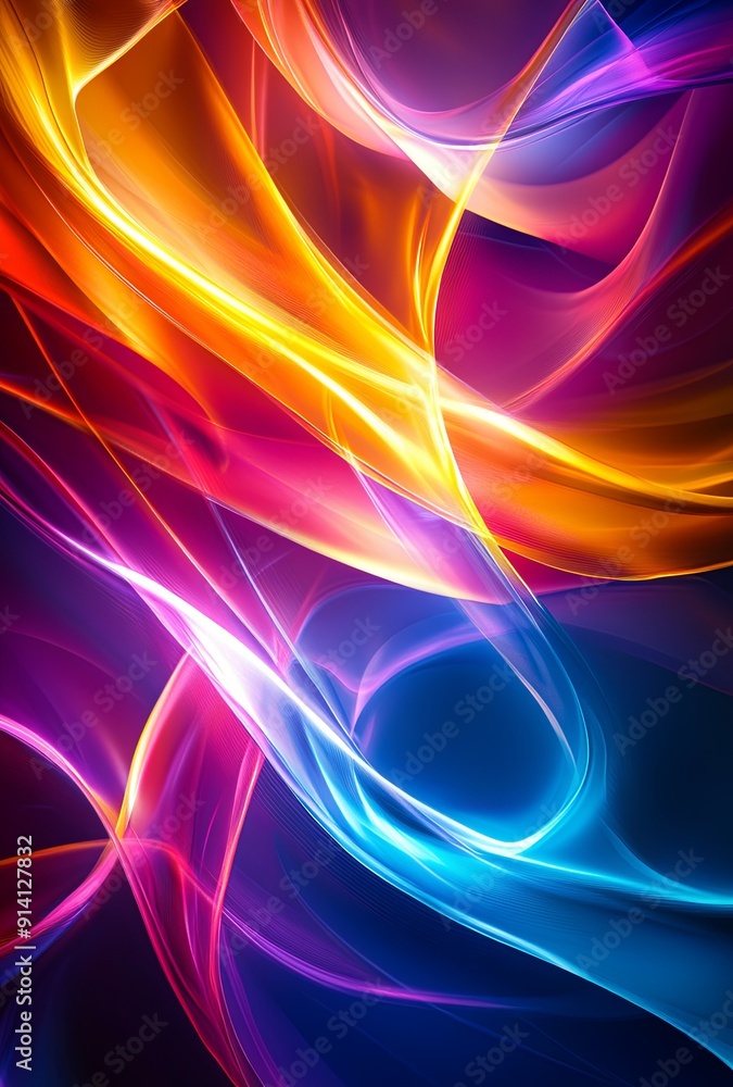 Poster a vibrant abstract background with flowing lines and bright colors, creating a dynamic and energetic