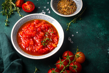 Homemade tomato sauce with spice