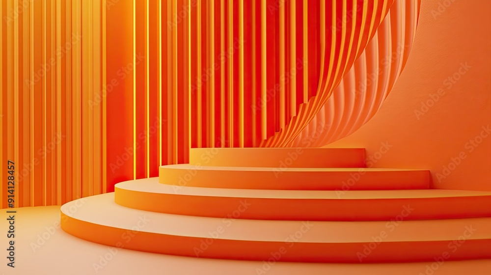 Poster minimalist 3d orange background with clean lines and subtle transitions, perfect for modern and slee