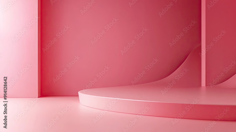 Aufkleber minimalist 3d pink background with simple lines and soft gradients, suitable for a clean and contemp
