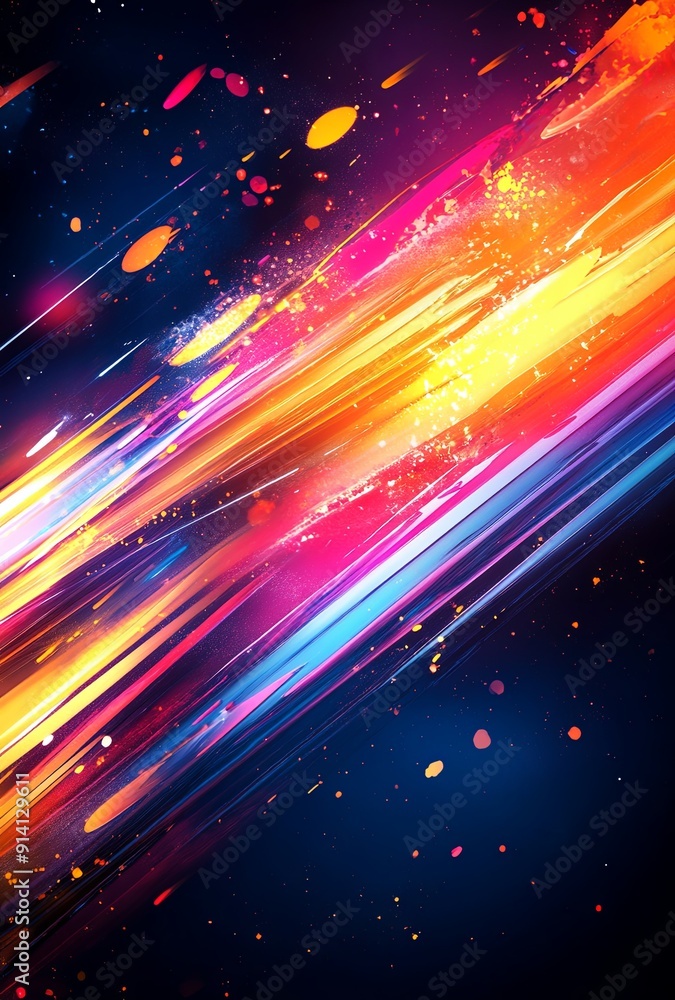 Poster a high-energy abstract background with splashes of color and dynamic lines, perfect for a lively and