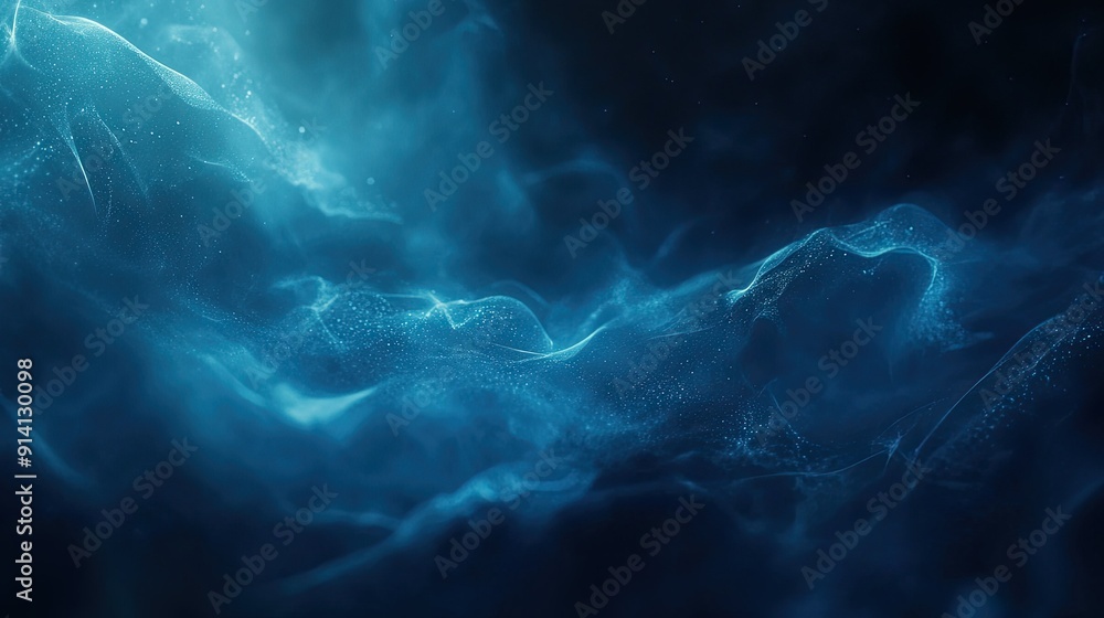 Poster mysterious 3d blue background with dark hues and soft glows, creating an enigmatic and atmospheric m
