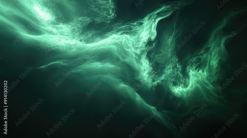 Poster mysterious 3d dark green background with deep hues and subtle glows, creating an enigmatic and atmos