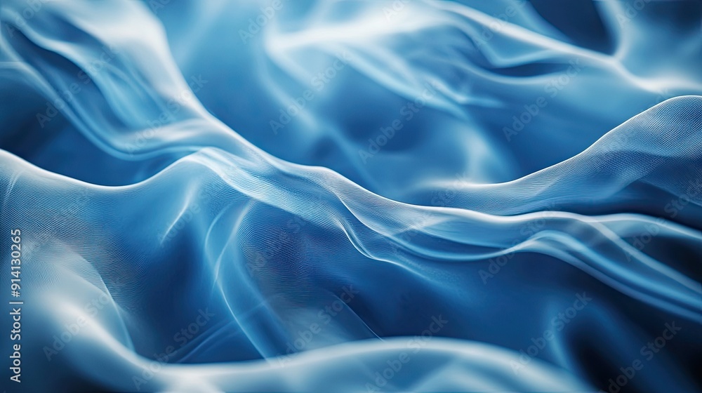 Poster organic 3d blue background with flowing lines and natural textures, creating a harmonious and balanc