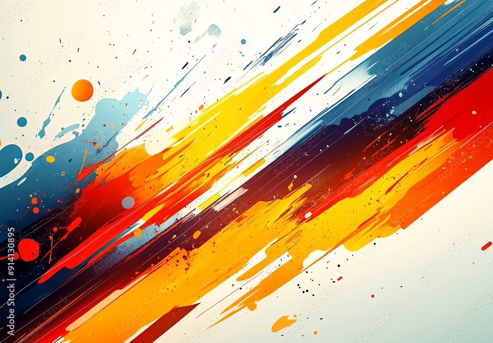 Poster a high-energy abstract background with splashes of color and dynamic lines, perfect for a lively and
