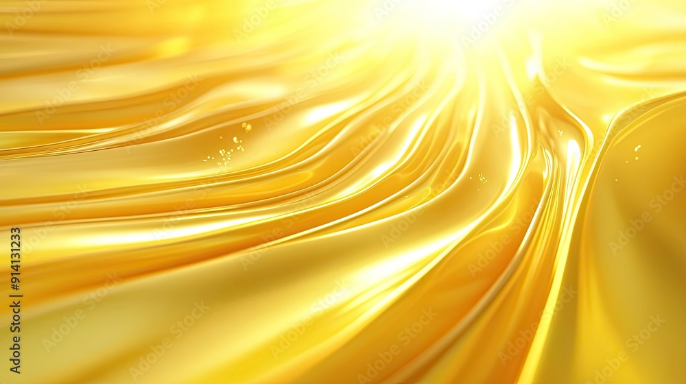Poster radiant 3d golden yellow background with glowing hues and smooth textures, creating a cheerful and u