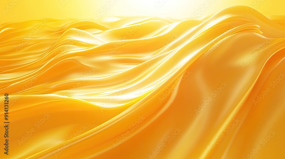 Poster radiant 3d golden yellow background with glowing hues and smooth textures, creating a cheerful and u