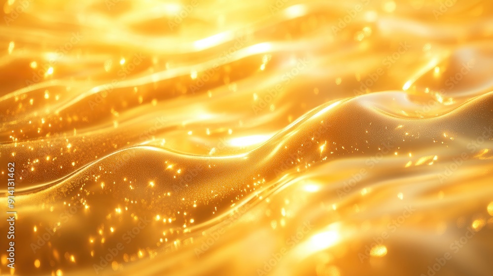 Poster radiant 3d golden yellow background with glowing tones and soft lighting, creating a cheerful and up