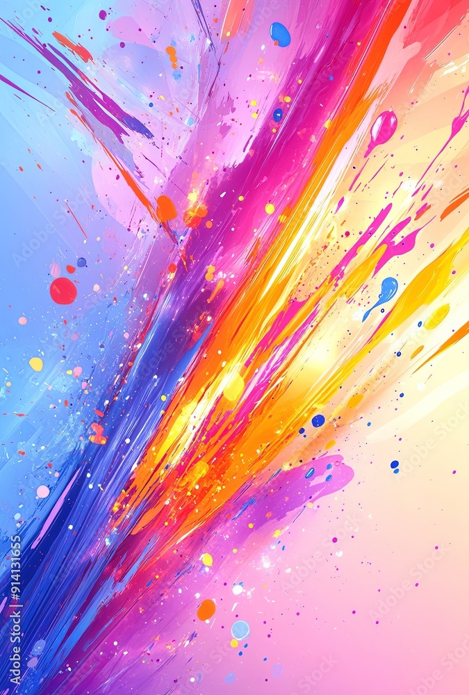 Poster a high-energy abstract background with splashes of color and dynamic lines, perfect for a lively and