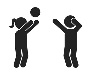 Isolated pictogram Children Play Volley Ball, for Slow Speed Children at Play sign